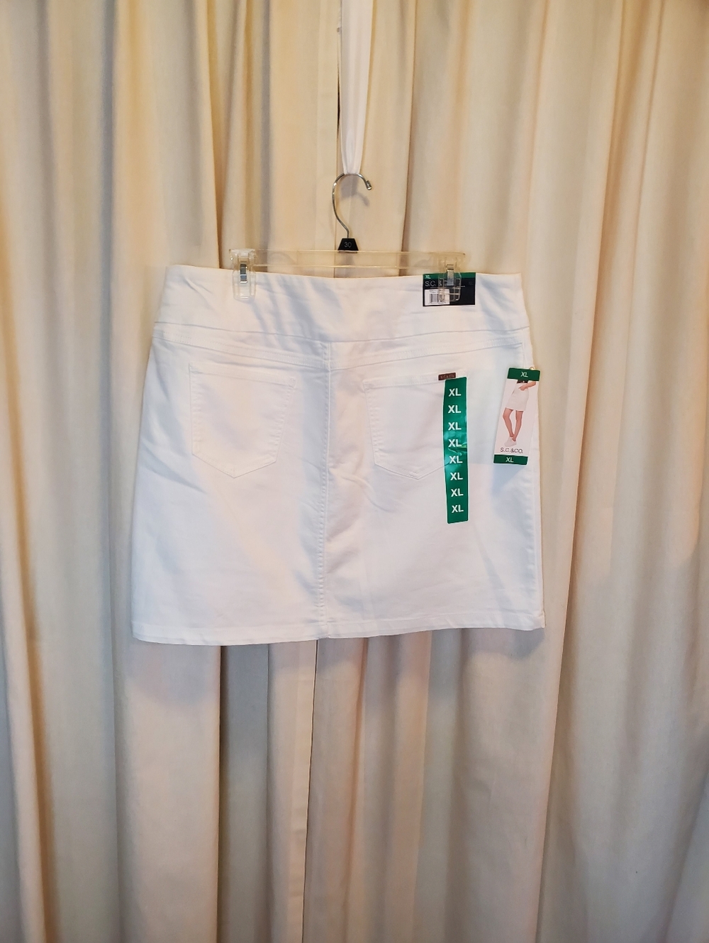 NWT White Stretch Cotton Blend A-Line Skirt With Shorts - Picture 4 of 4